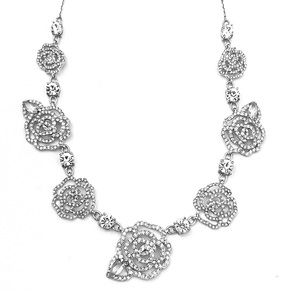 KATE SPADE • Silver Crystal Rose Statement Necklace
